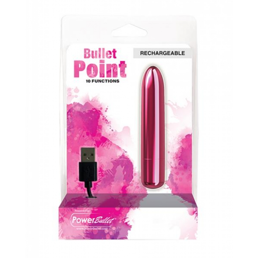 Rechargeable Bullet Vibrator - 10 Functions Pink