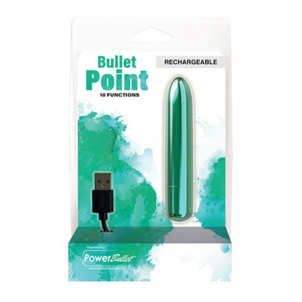 Bullet Point Rechargeable Bullet - 10 Functions Teal