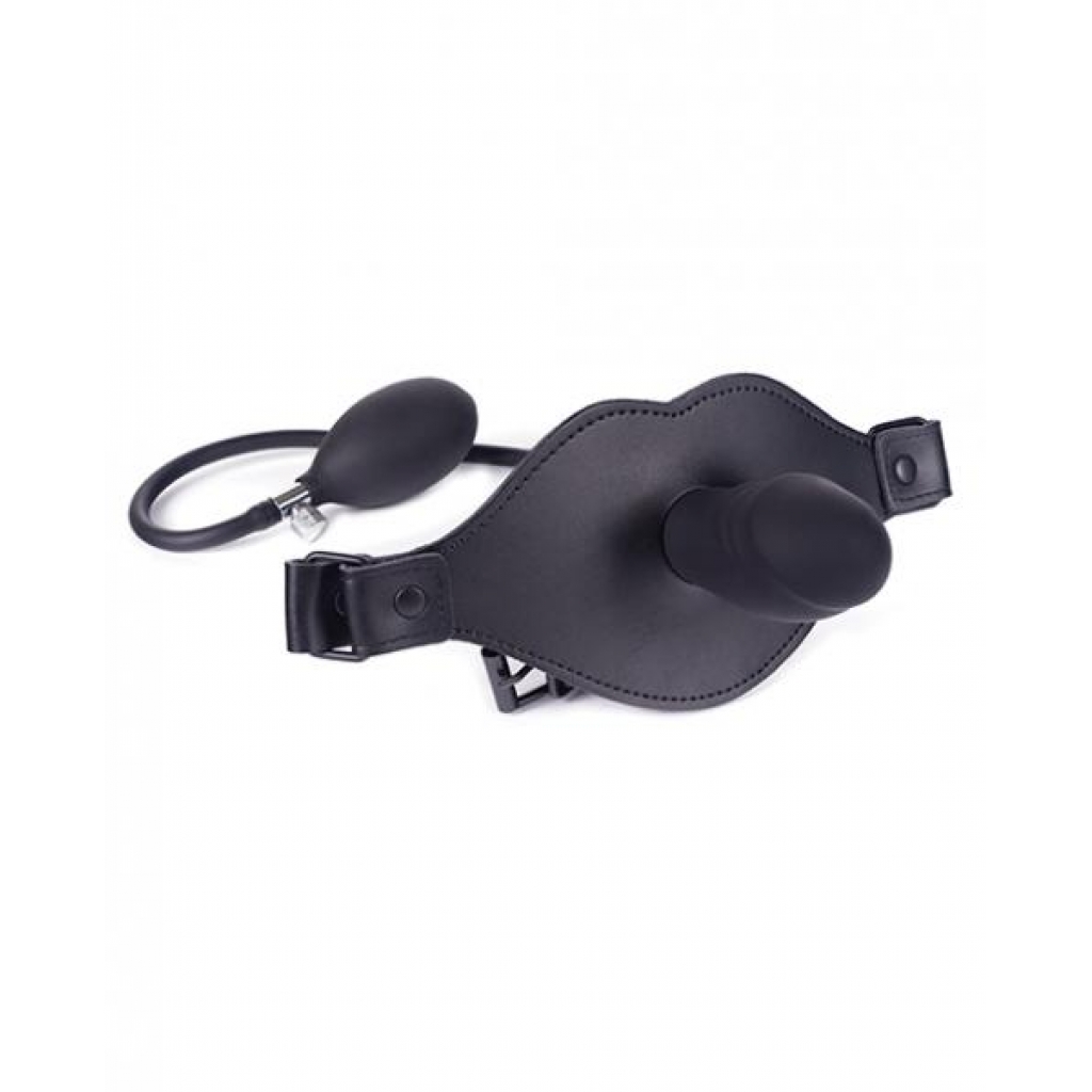 Spartacus Inflatable Dildo Gag with Hand Pump - Black O/S