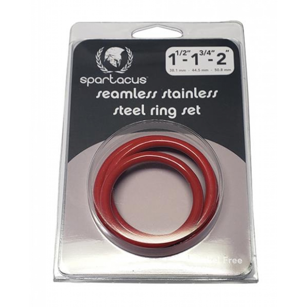 Spartacus Seamless Stainless Steel C-Ring - Red, Pack of 3