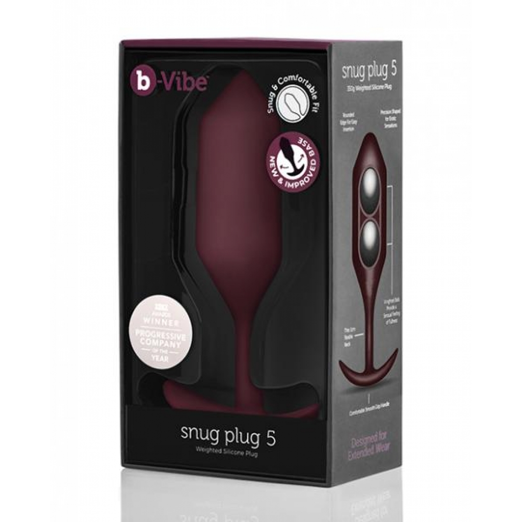 B-vibe Weighted Snug Plug 5 - 350 G Dark Red