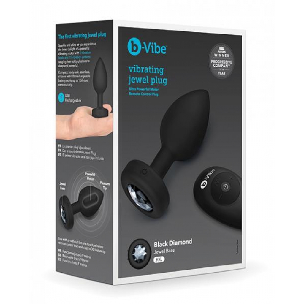 B-vibe Remote Control Vibrating Jewel Plug - Black