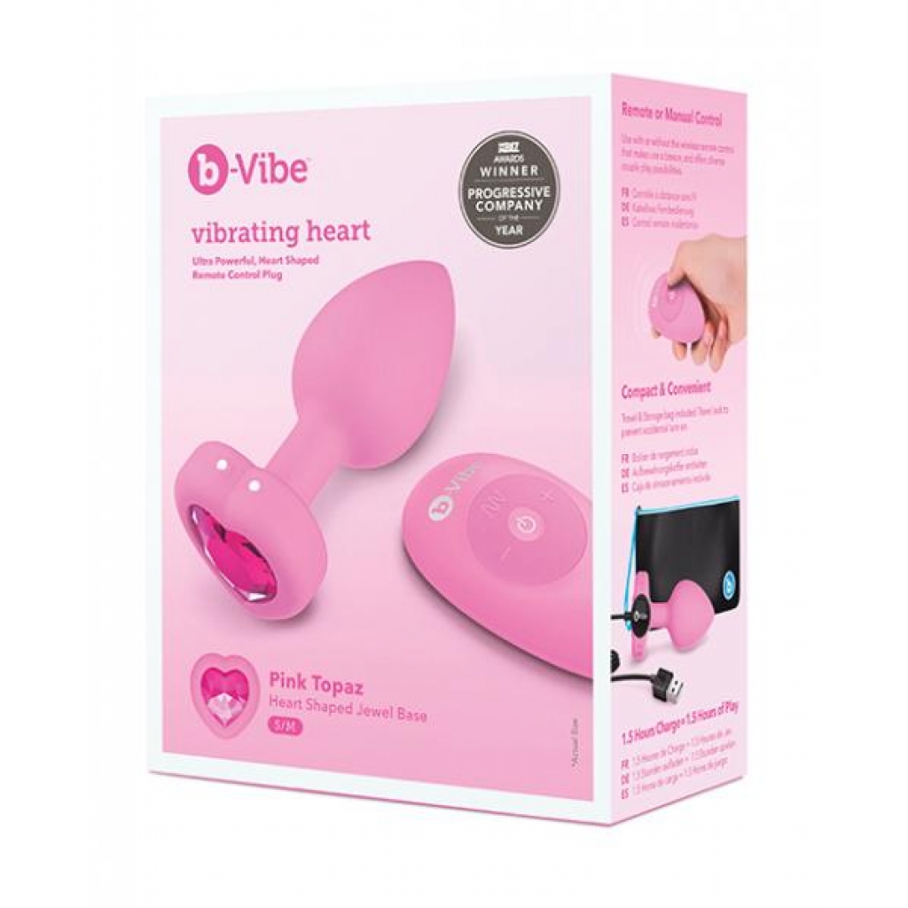 B-vibe Vibrating Heart Plug S/M - Pink Sensation