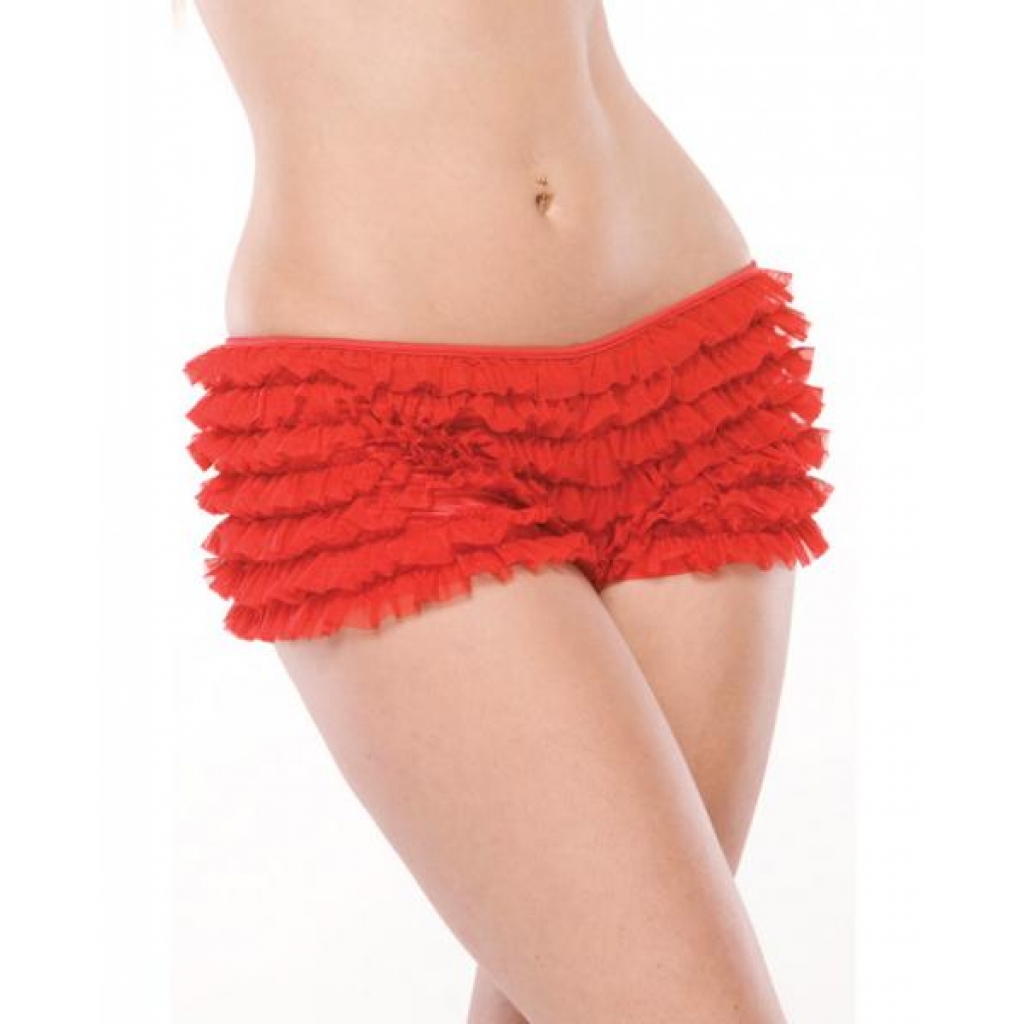 Ruffle Shorts with Back Bow Detail - Stylish Red O/S