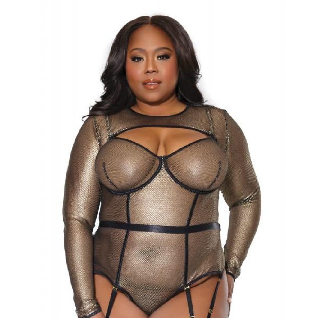 Holiday Metallic Fishnet Shrug - Black/Gold