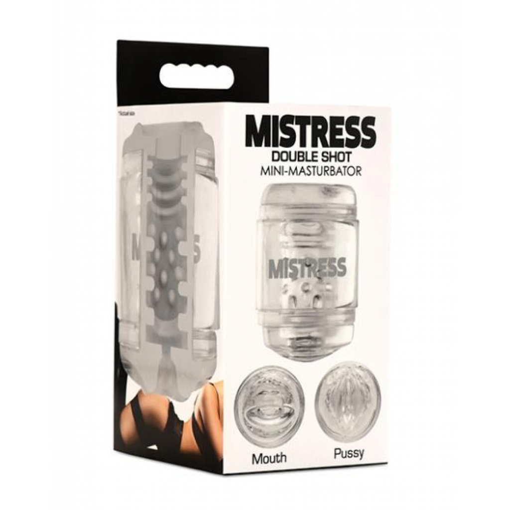 Curve Toys Mistress Double Shot Mini Masturbator - Mouth & Pussy - Clear