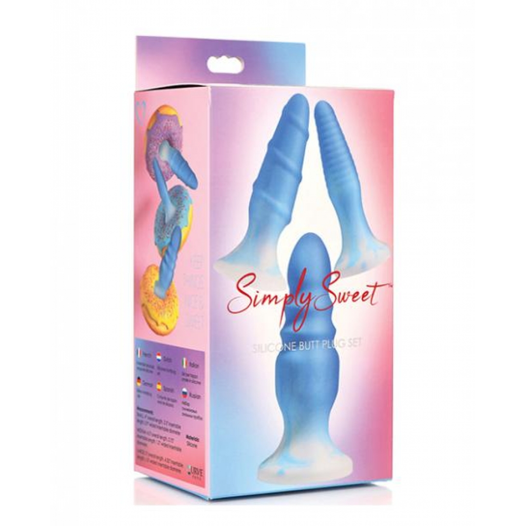 Curve Toys Simply Sweet Silicone Butt Plug Set - Blue