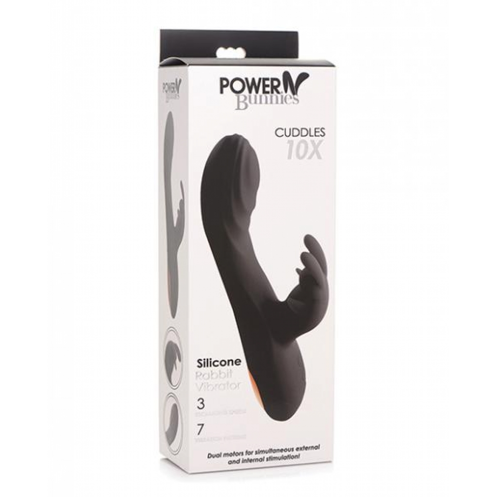 Curve Novelties Power Bunnies Cuddles - 10x Silicone Rabbit Vibrator - Black