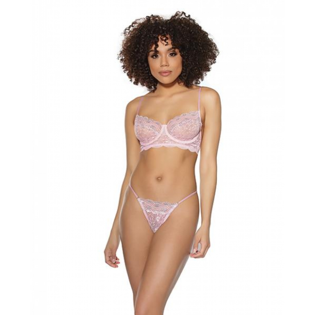 Crystal Pink Underwire Bra & G-string - Medium