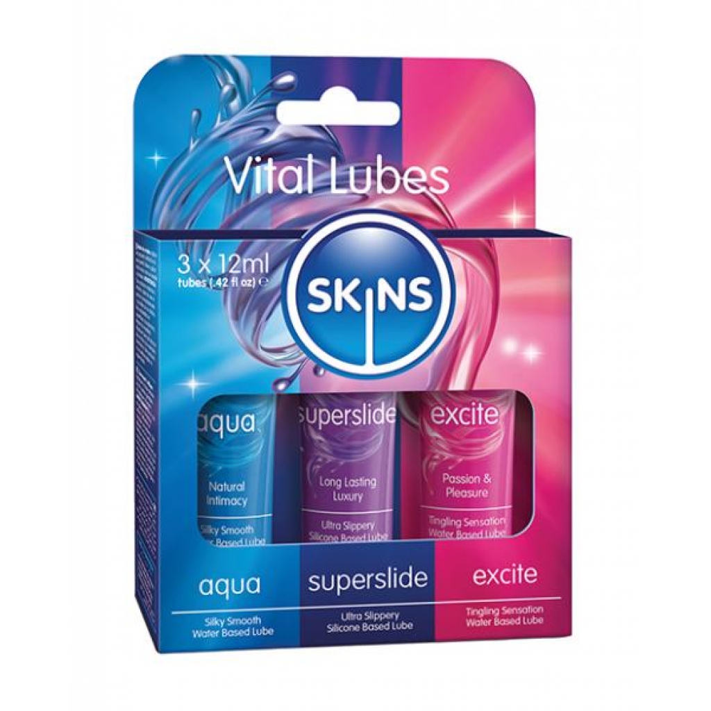 Skins Vital Lubes - 12ml Tubes Pack of 3 - Ultimate Pleasure Set