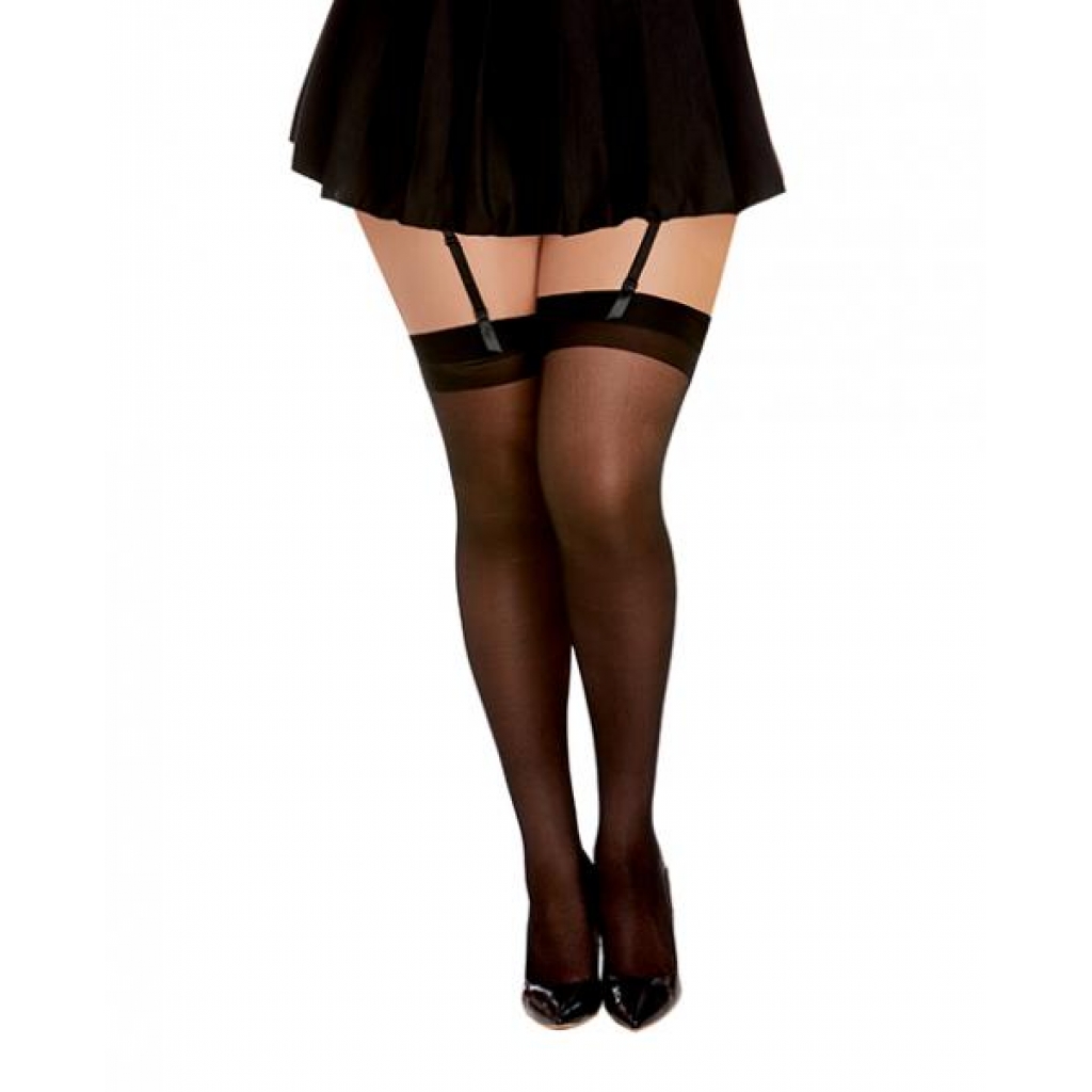 Elegant Sheer Thigh High Stockings with Back Seam - Black