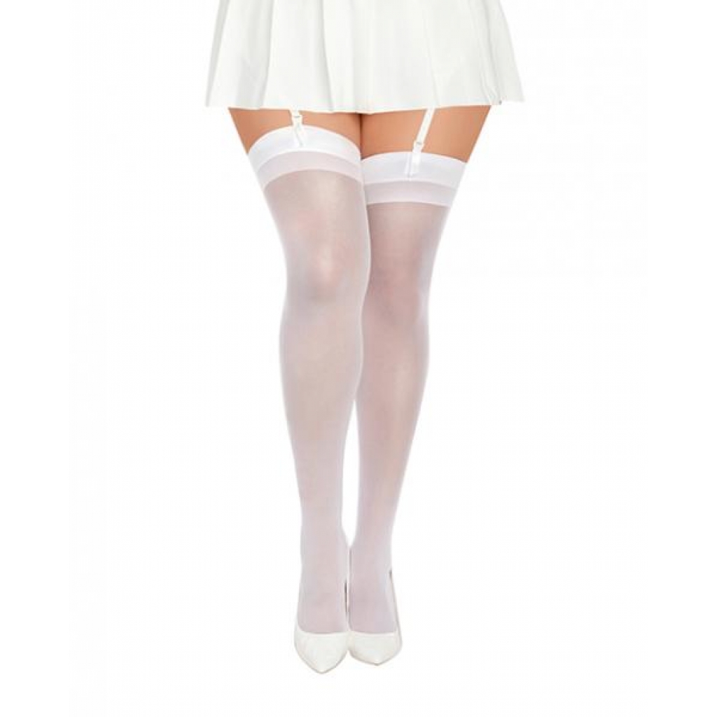 Thigh High Back Seam - White Qn