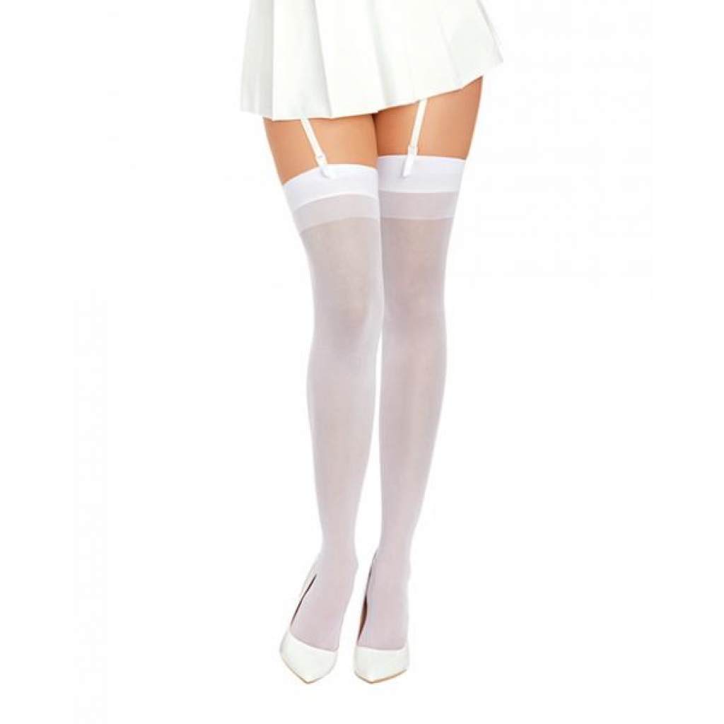 Thigh High Back Seam Stockings - White