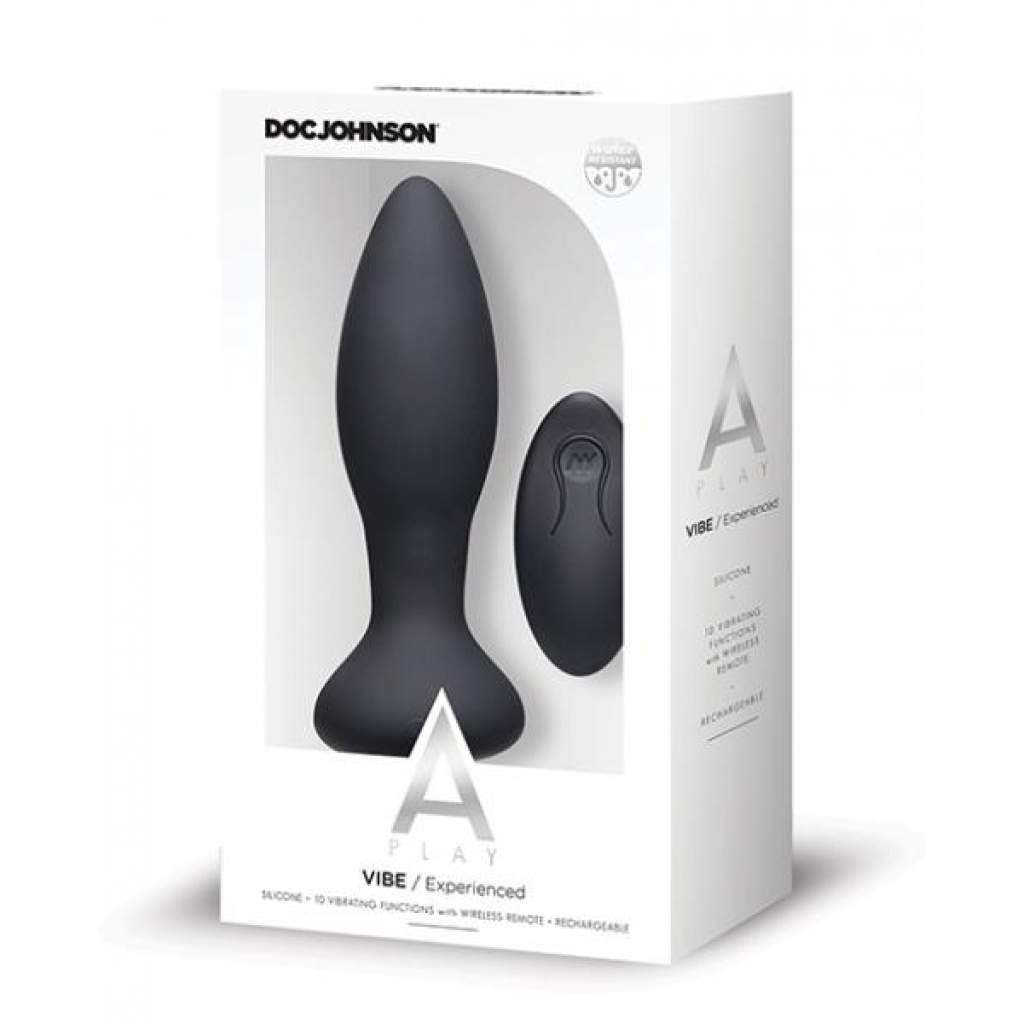 A Play Rechargeable Silicone Experienced Anal Plug with Remote - Black