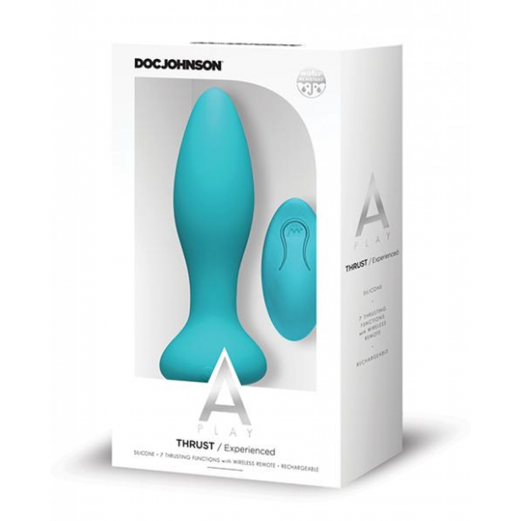 A Play Thrust Experienced Rechargeable Silicone Anal Plug with Remote - Teal