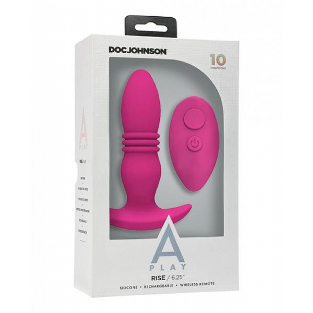 A Play Rise Rechargeable Silicone Anal Plug with Remote - Pink