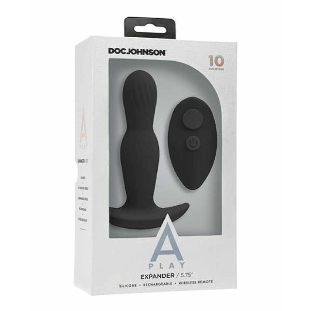 A Play Expander Rechargeable Silicone Anal Plug with Remote - Black