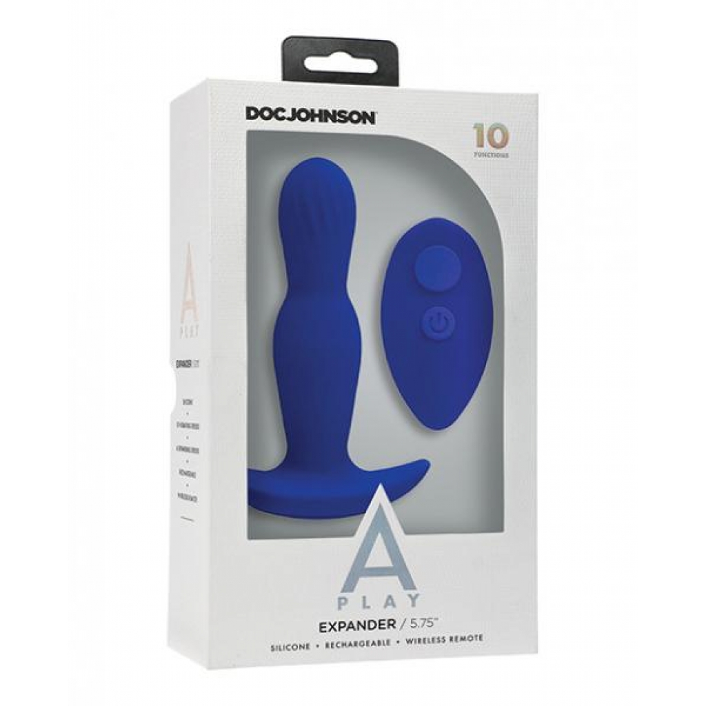 A Play Expander Rechargeable Silicone Anal Plug with Remote - Royal Blue