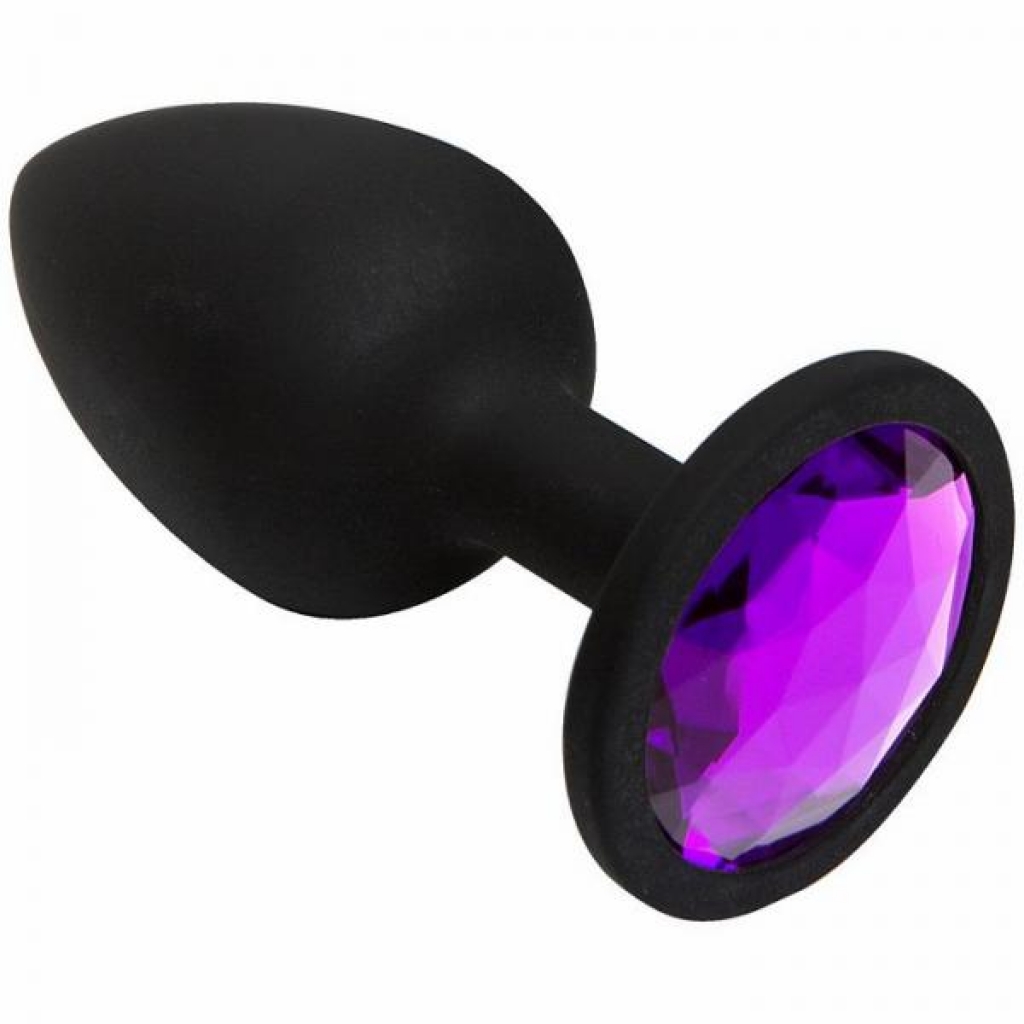 Booty Bling Small Black Plug with Pink Stone