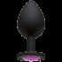 Booty Bling Large Butt Plug - Black with Pink Stone