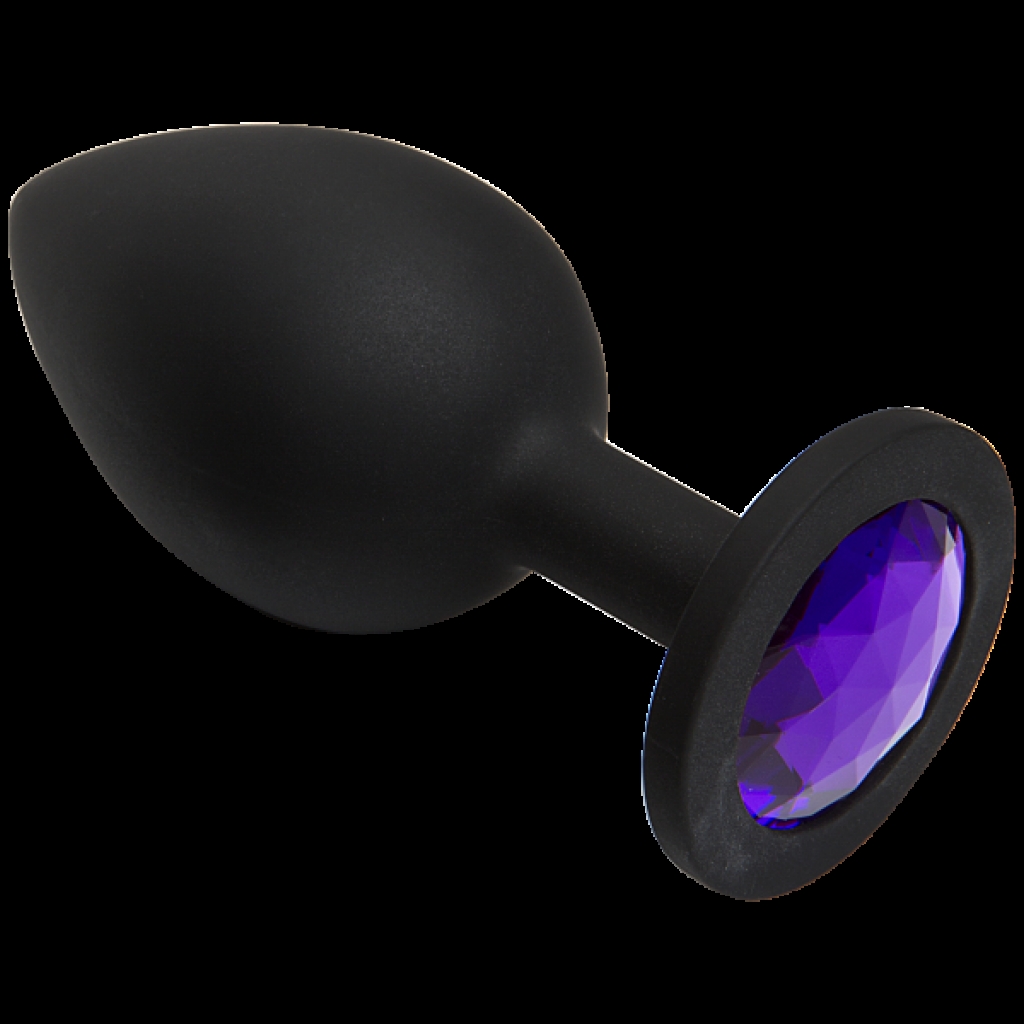 Booty Bling Large Black Plug with Purple Stone