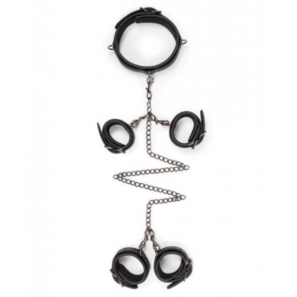 Easy Toys Fetish Set: Collar, Ankle & Wrist Cuffs - Black