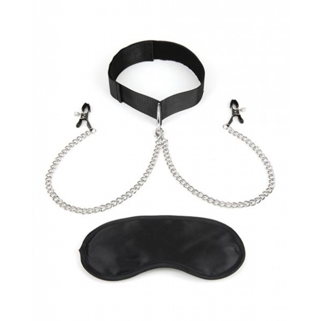 Lux Fetish Adjustable Collar & Nipple Clamps