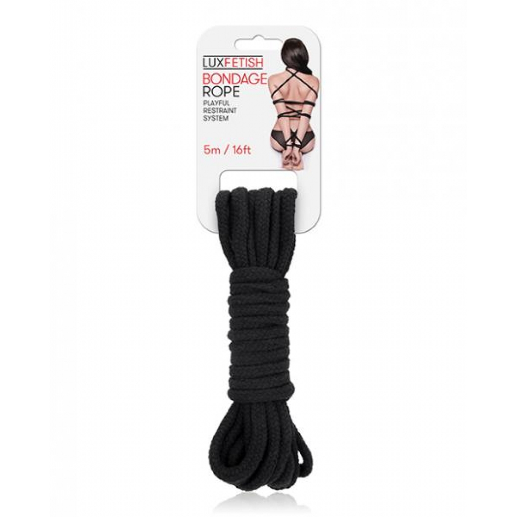 Lux Fetish Bondage Rope - 5m/16 Ft Black - Versatile Restraint