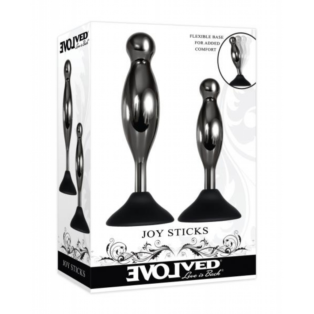 Evolved Joy Sticks 2 Pc Plug Set - Black/Chrome