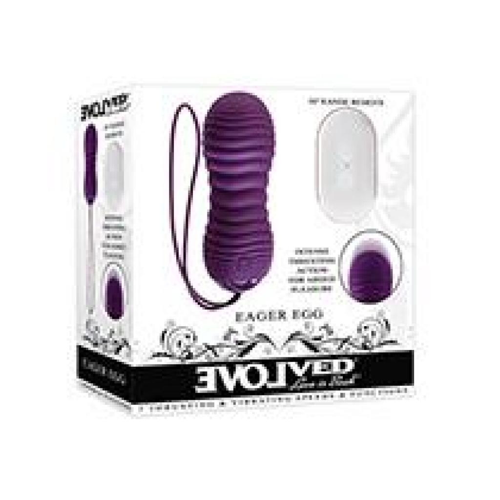 Evolved Eager Egg Vibrating & Thrusting Egg with Remote - Purple