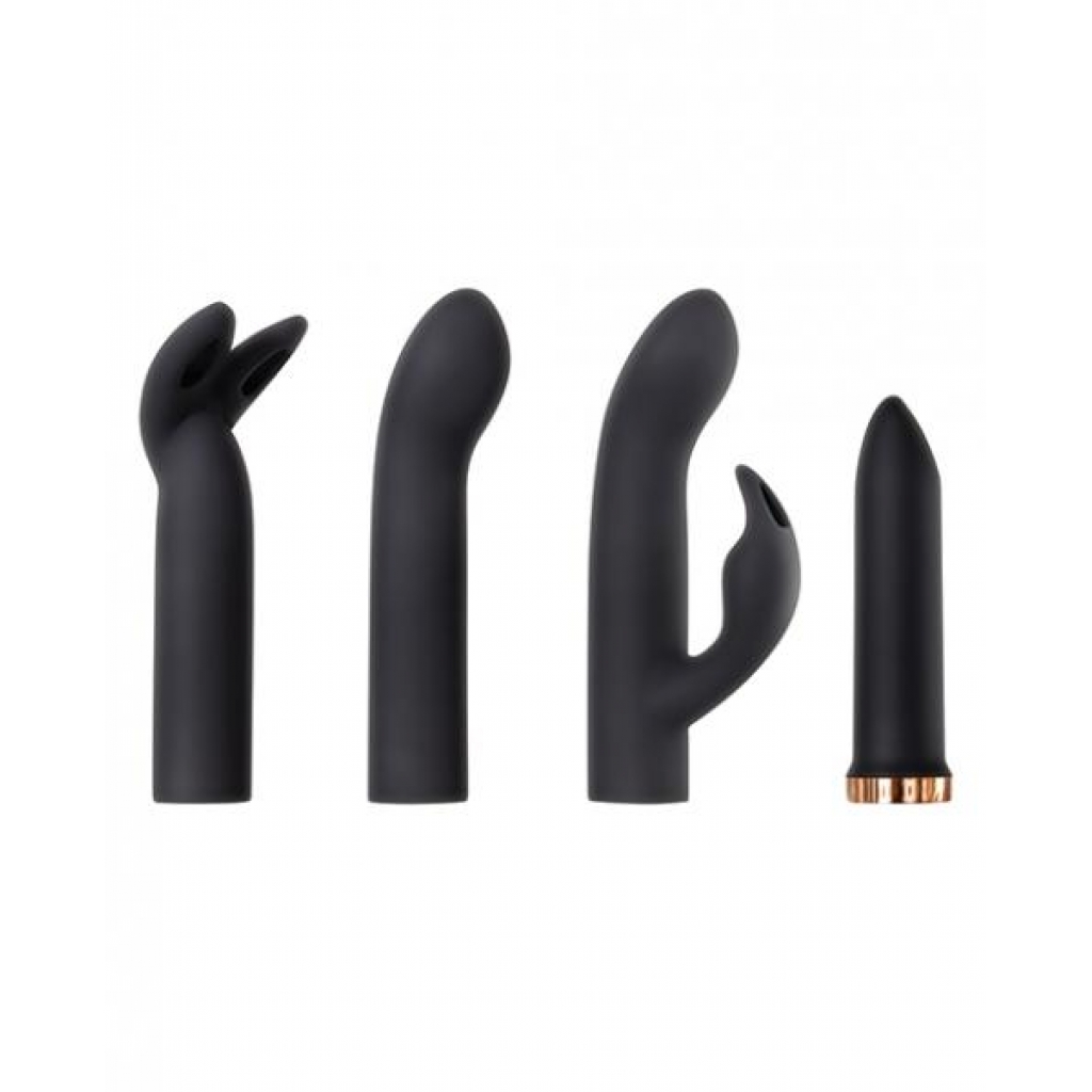 Four Play Set Black Bullet Vibrator with 3 Sleeves