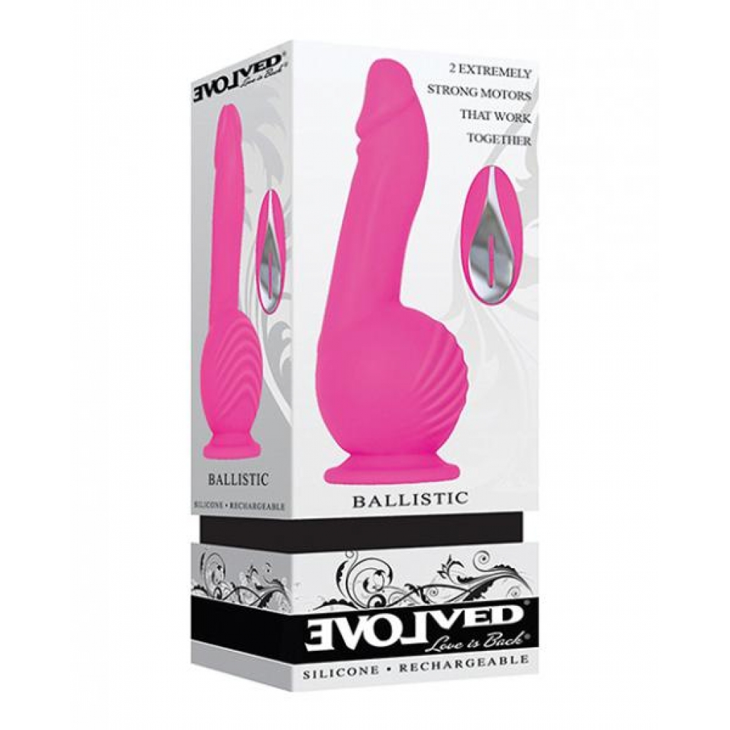 Evolved Ballistic Dildo - Pink with Dual Motors