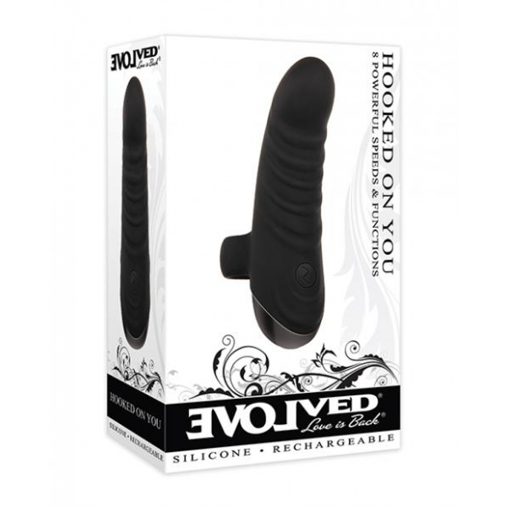 Evolved Hooked On You Curved Finger Vibrator - Black