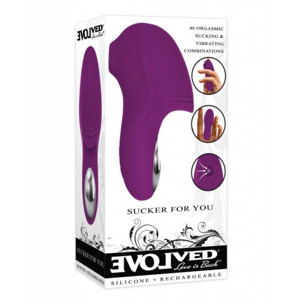 Evolved Sucker For You Finger Vibe - Purple - Dual Stimulation