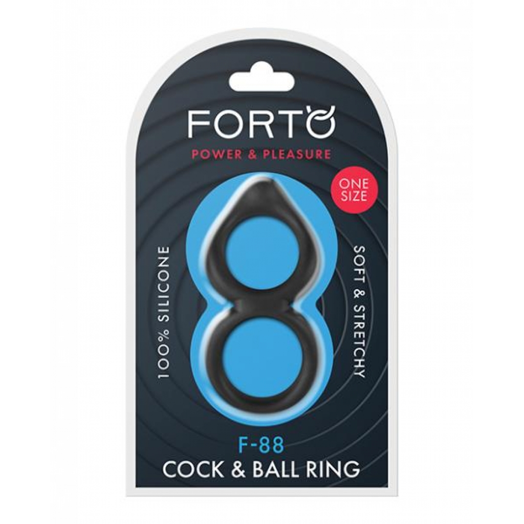 Forto F-88 Double Ring Liquid Silicone Cock Ring - Black