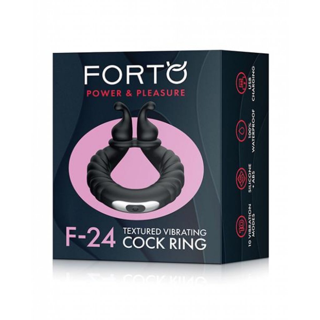 Forto F-24 Textured Vibrating Cock Ring - Black