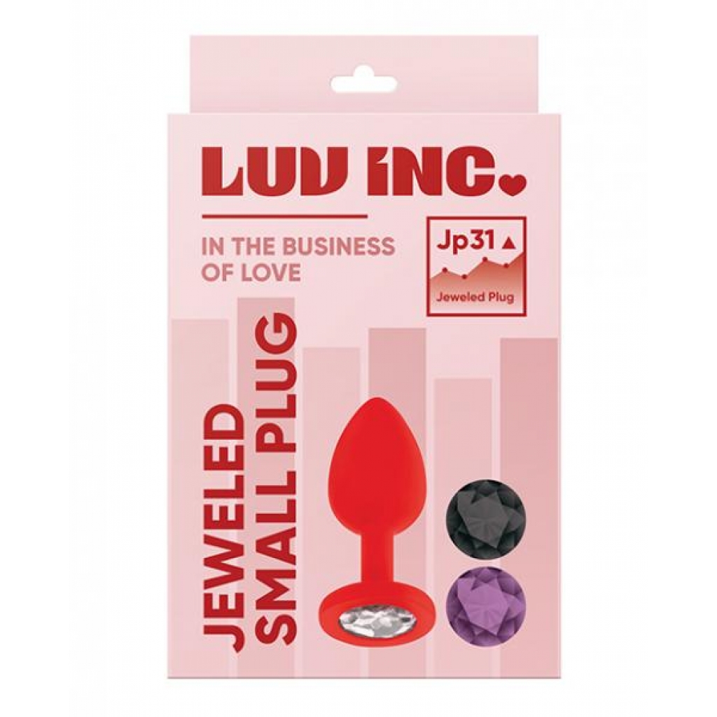 Luv Inc. Jeweled Silicone Butt Plug - Small Red