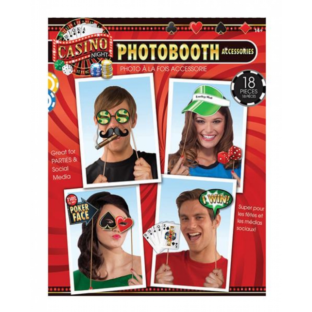 Casino Photo Booth Prop Kit - 18 Piece Set