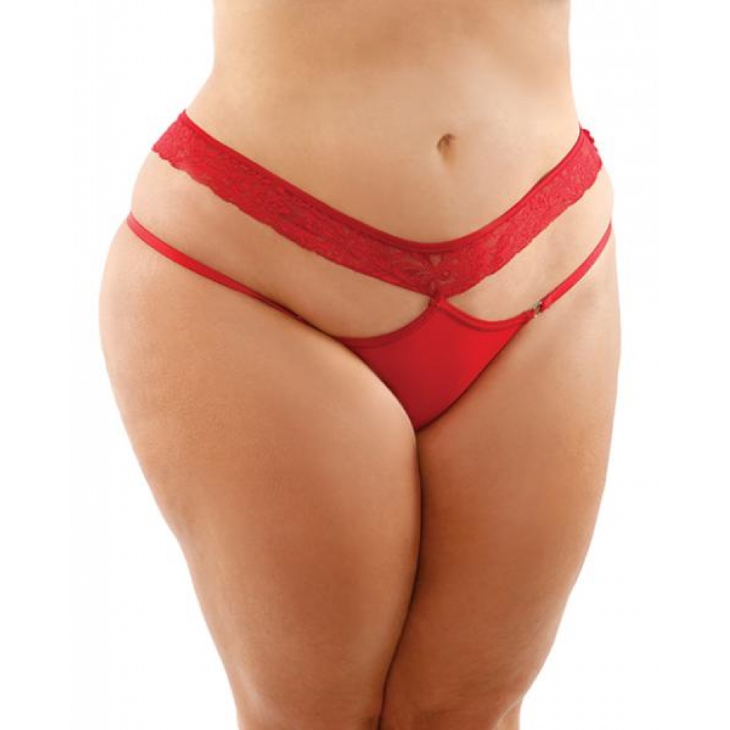 Bottoms Up Ren Microfiber Bikini Panty W/lace Waist Red Qn - Fantasy Lingerie