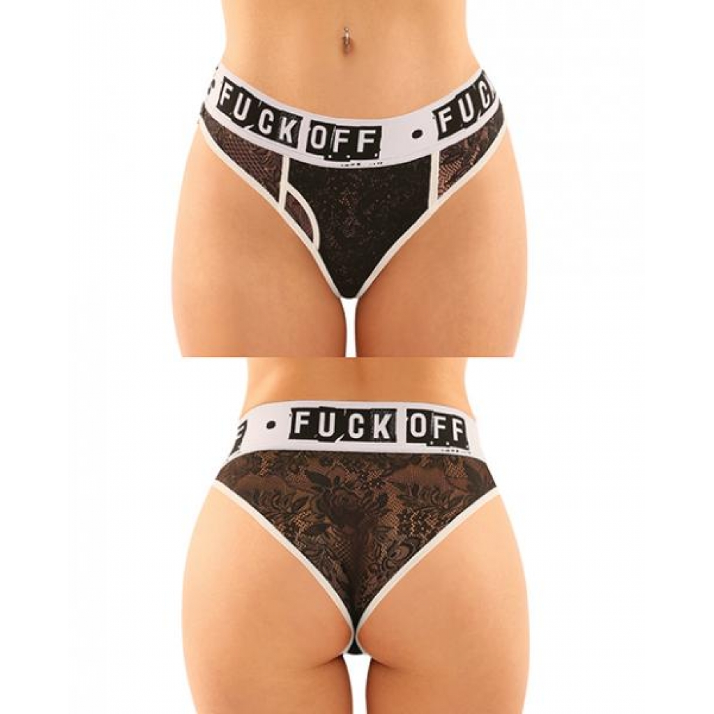 Vibes Buddy Fuck Off Lace Boy Brief & Thong - Black - L/XL