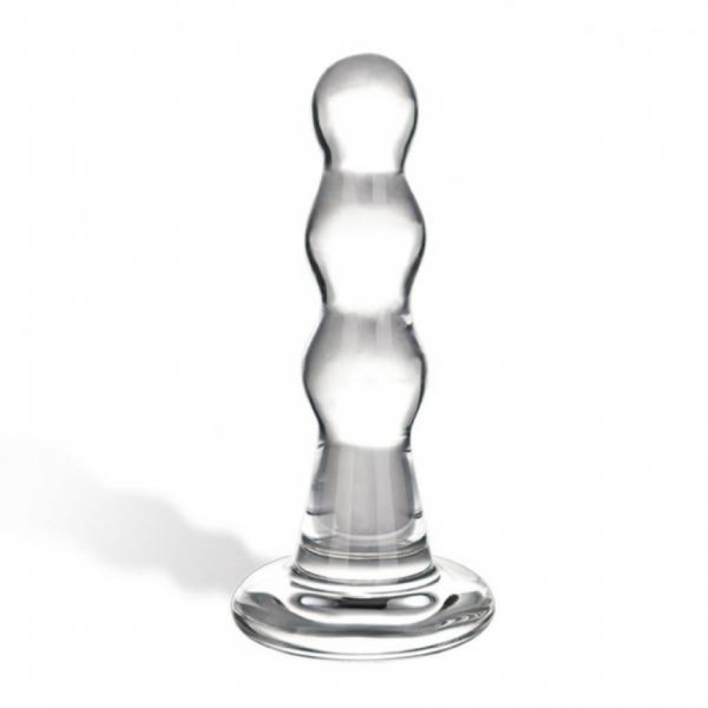 Premium Glass Triple Play Beaded Butt Plug - Clear