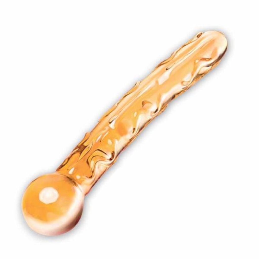 Glas Tickler Dildo - Textured Orange Glass Wand