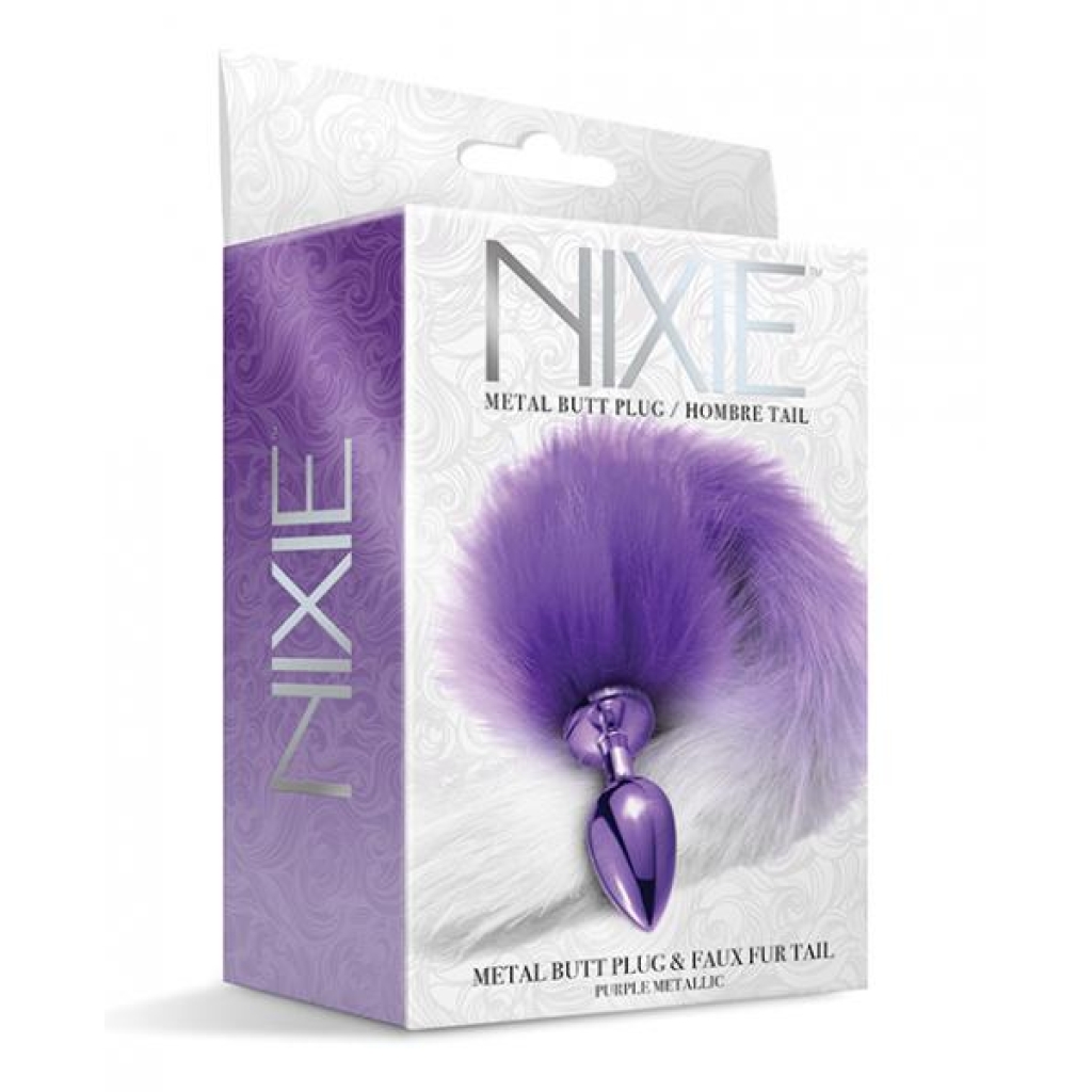 Nixie Metal Butt Plug with Faux Fur Tail - Purple Metallic