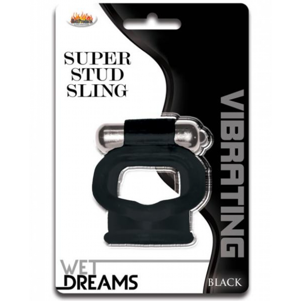 Wet Dreams Super Stud Sling Vibrating Ring - Black