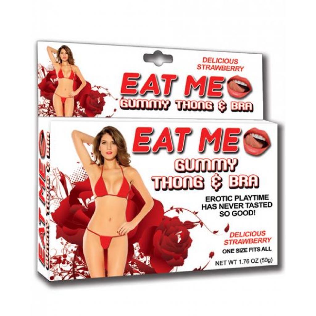 Eat Me Gummy Thong & Bra Set - Strawberry