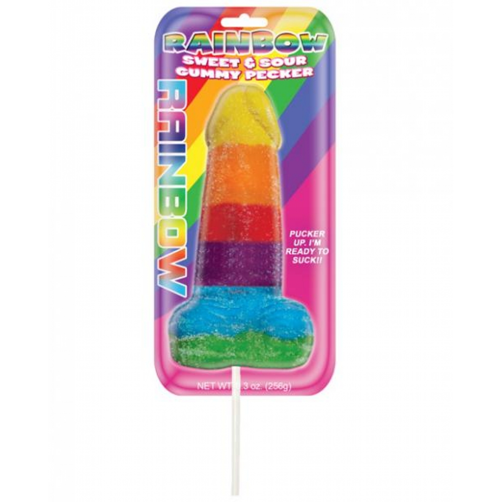 Rainbow Sweet & Sour Jumbo Gummy Cock Pop