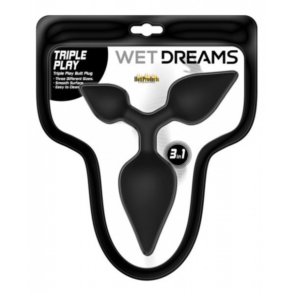 Wet Dreams Triple Play Anal Plug - Black