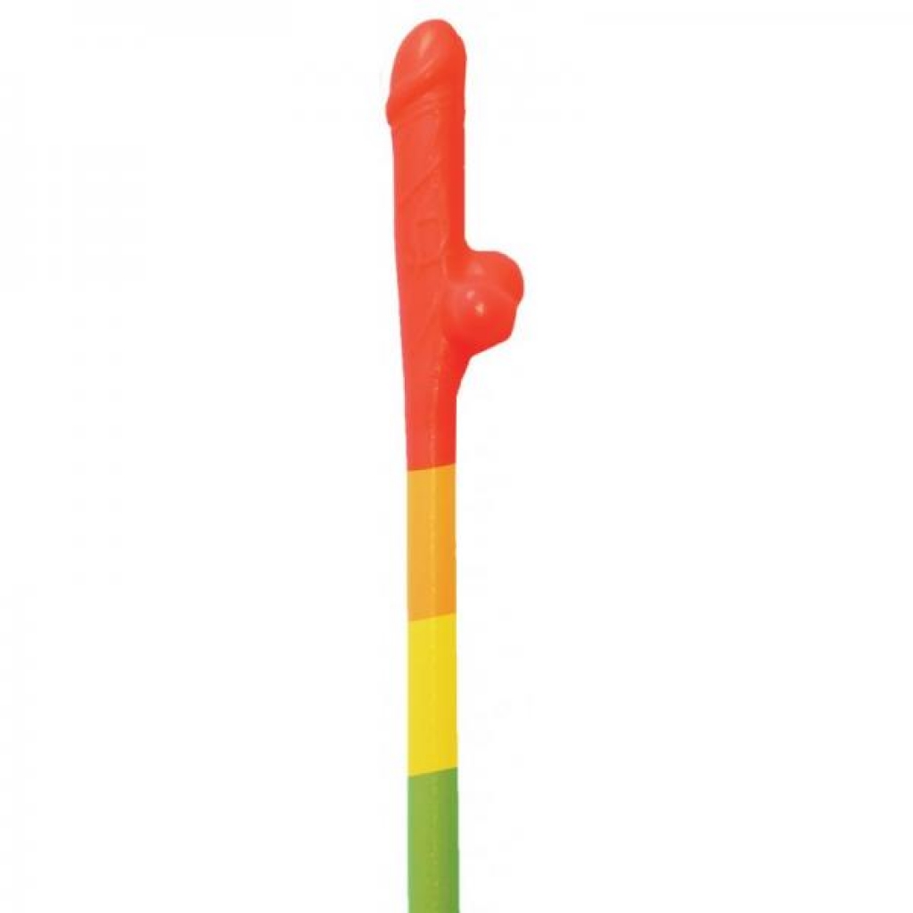 Rainbow Pecker Straws - Pack of 10