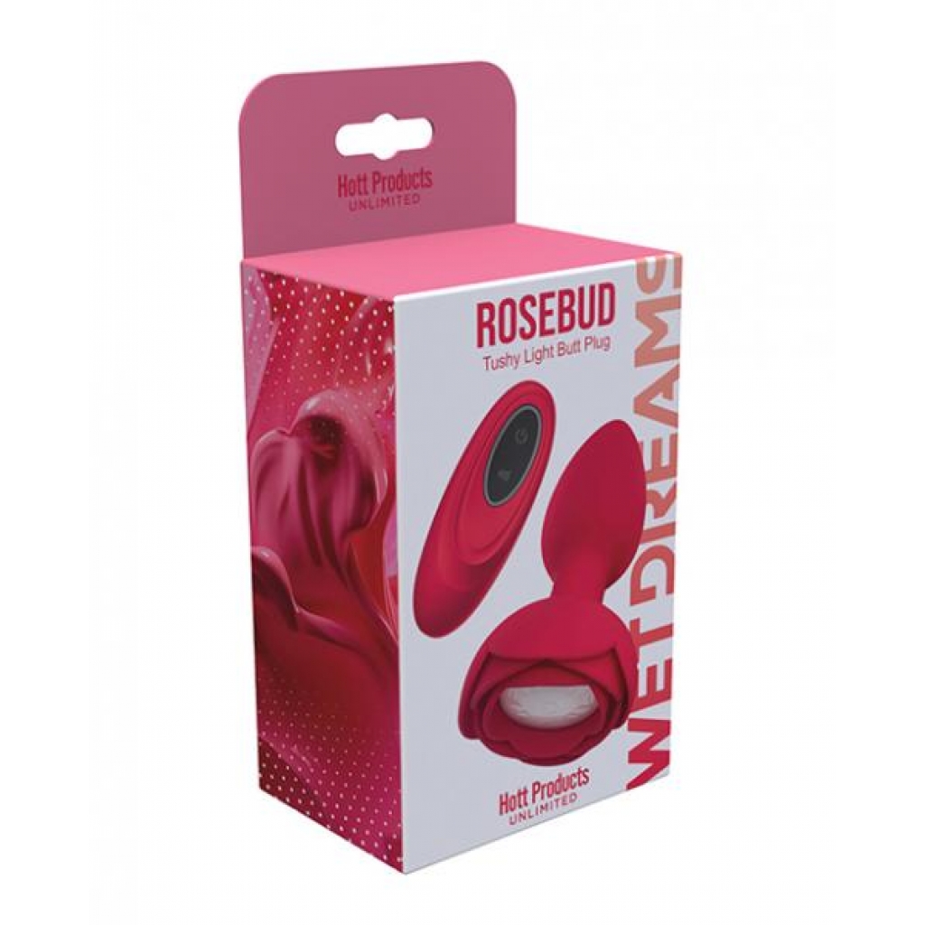 Rosebud Tushy Light Up Butt Plug - Red