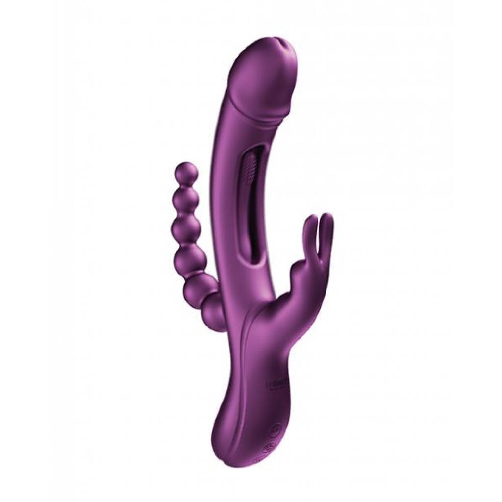 Trilux Kinky Finger Rabbit Vibrator with Anal Beads - Purple